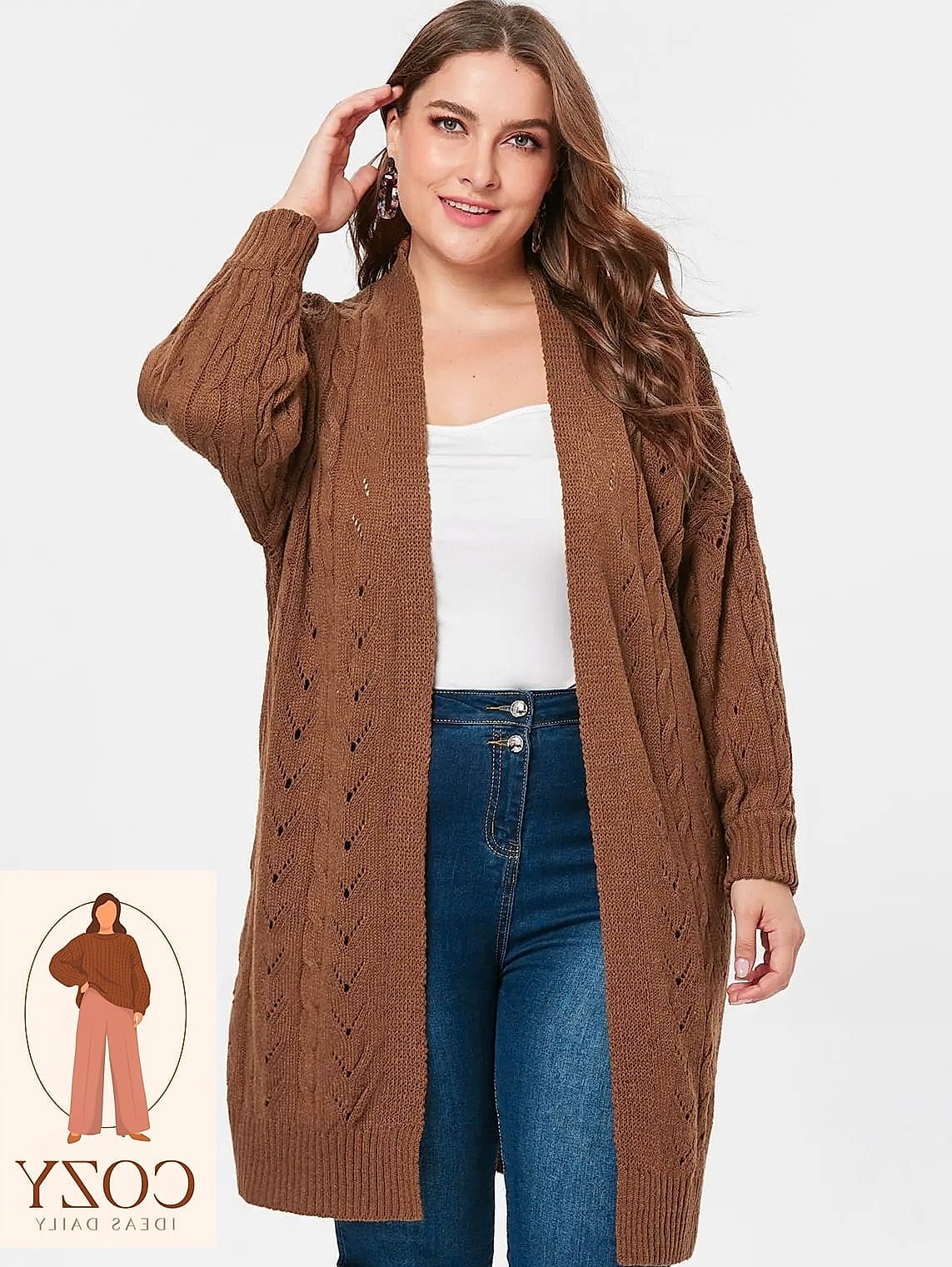 24 Plus Size Looks For Winter That Are Absolutely Stunning 21 Long Cardigan Worn as a Coat