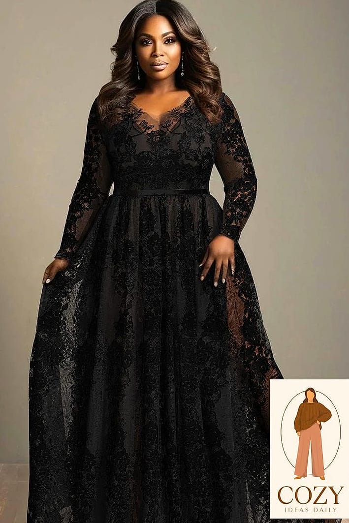 The Long-Sleeve Velvet Dress for Winter Events