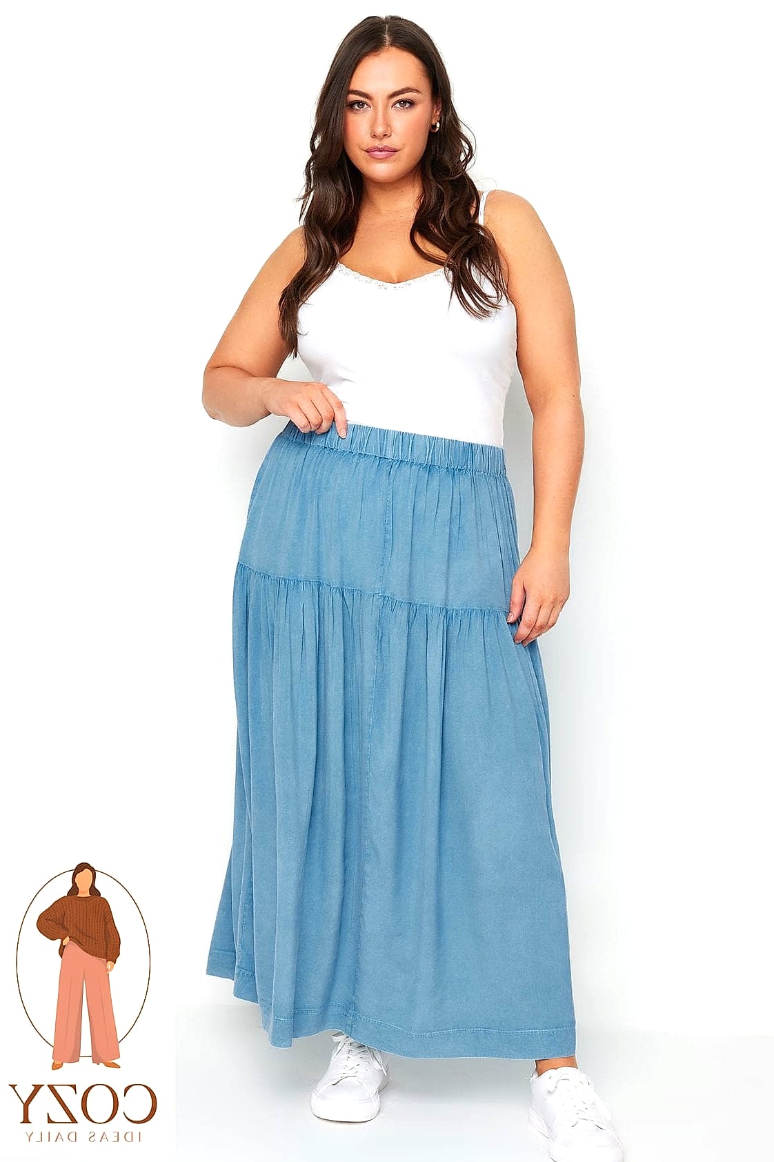 The Midi Skirt and Tucked Blouse Combo