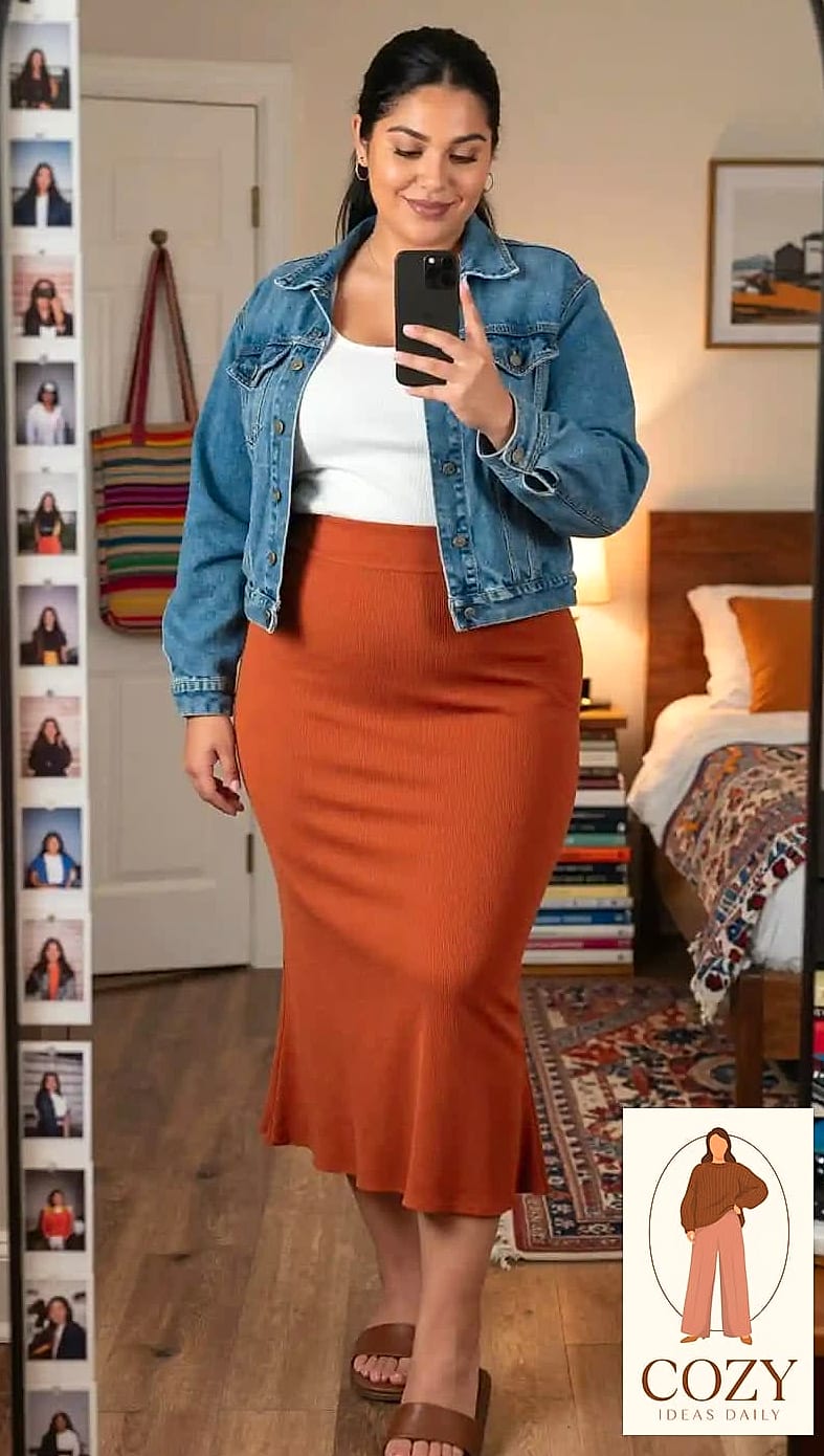 The Midi Skirt and Turtleneck Combo for Cooler Days