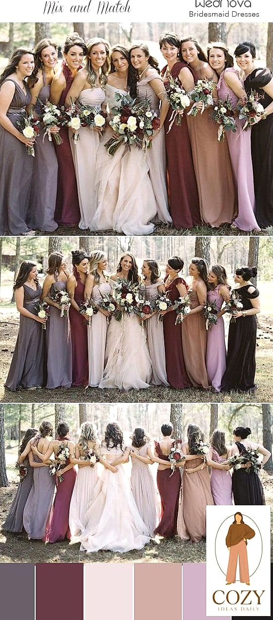 Mismatched Dresses in One Color Family