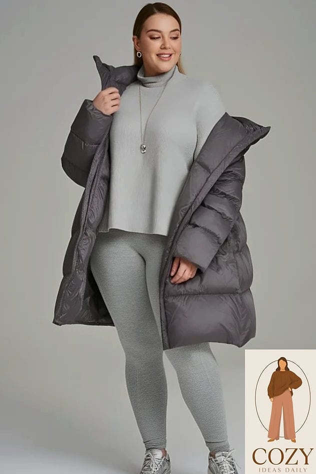 24 Plus Size Looks For Winter That Are Absolutely Stunning 9 The Monochrome Grey Knit Set