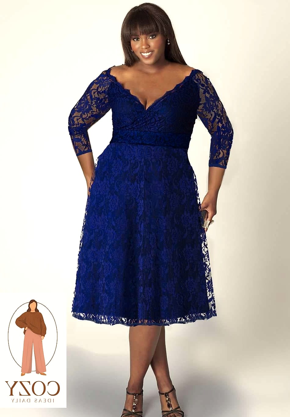 Navy Lace Illusion Gown