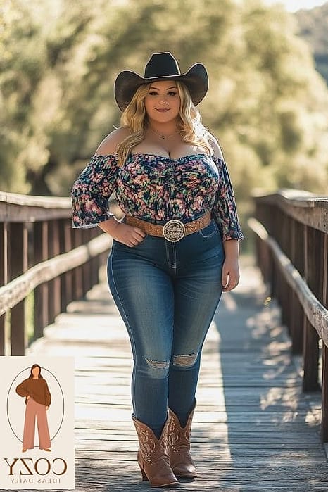 Off-the-Shoulder Top and Straight-Leg Jeans