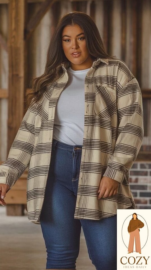Oversized Flannel with Bike Shorts