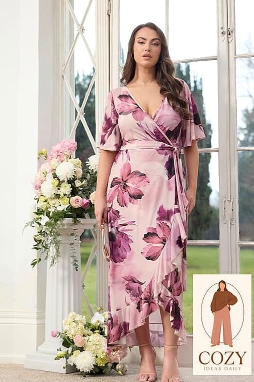 28 Pink Plus Size Dresses Worth Pinning Immediately 6 The Pink Floral Wrap for Brunch