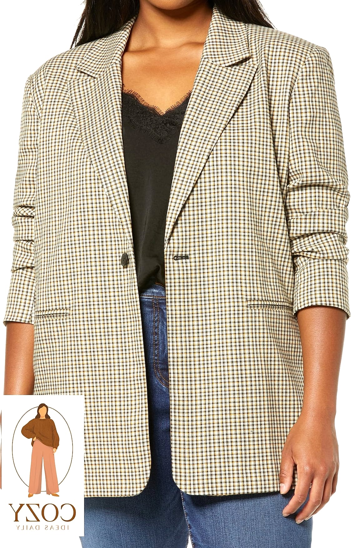 Plaid Blazer with a Slip Dress