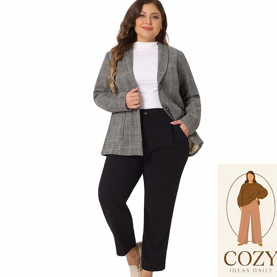 Plaid Blazer With Straight-Leg Jeans