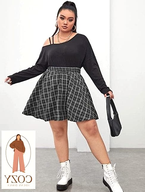Plaid Mini Skirt With a Turtleneck