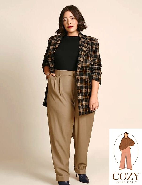 Plaid Trousers with a Simple Top