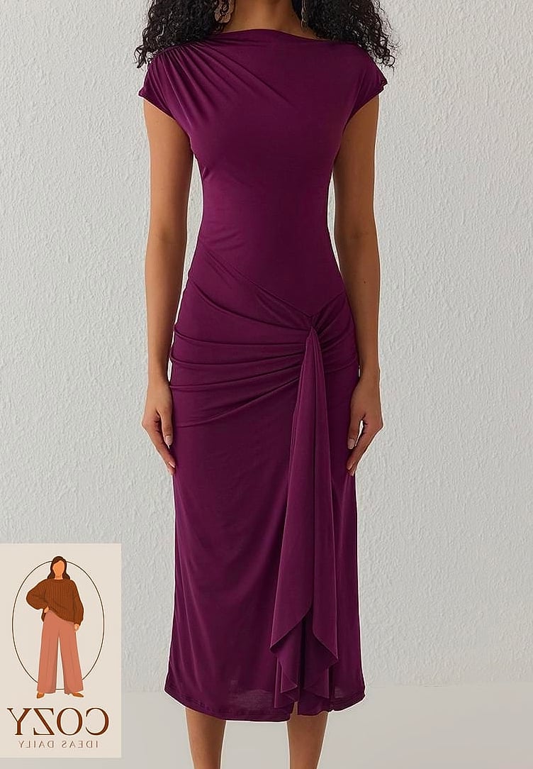 Plum Bodycon with Ruching