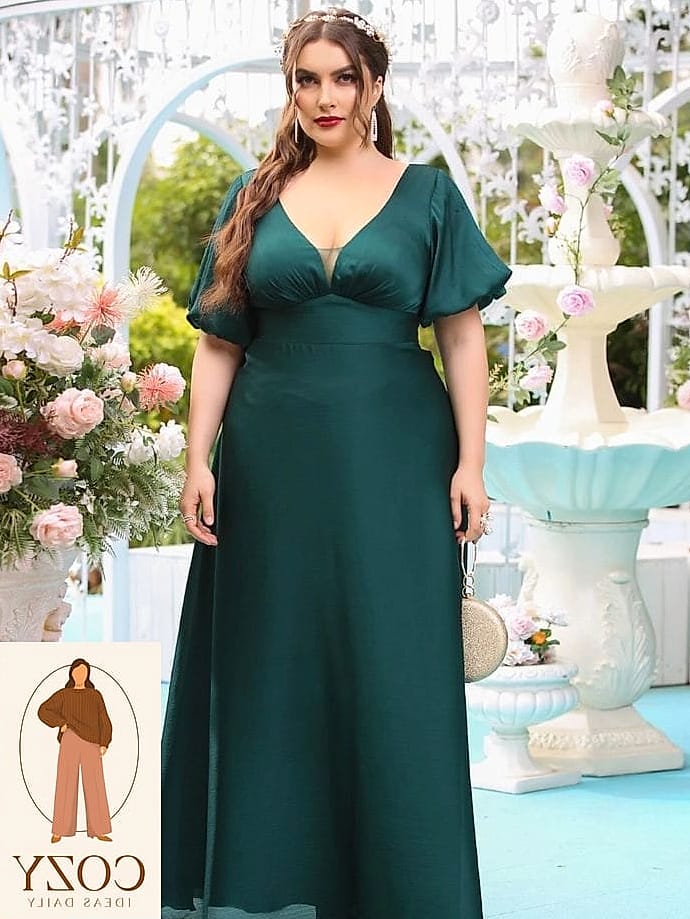 Plunge Neckline Empire Waist Dress