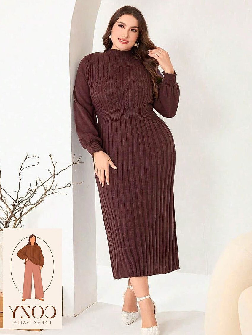 27 Plus Size Work Dresses That Are Going Viral on Pinterest Right Now 17 Ribbed Knit Sweater Dresses