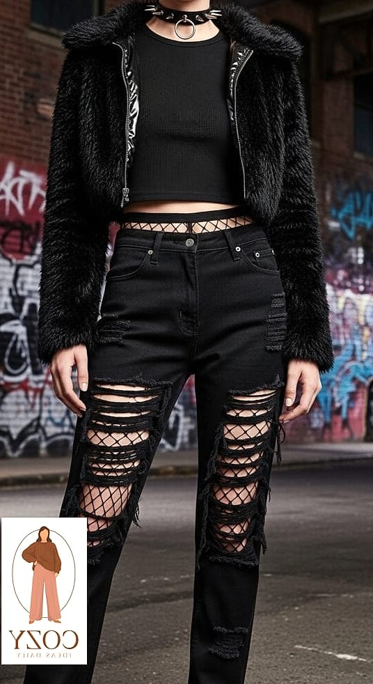 Ripped Fishnet Tights As A Layering Piece