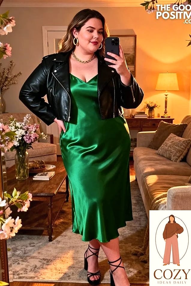 The Satin Slip Dress with a Cardigan