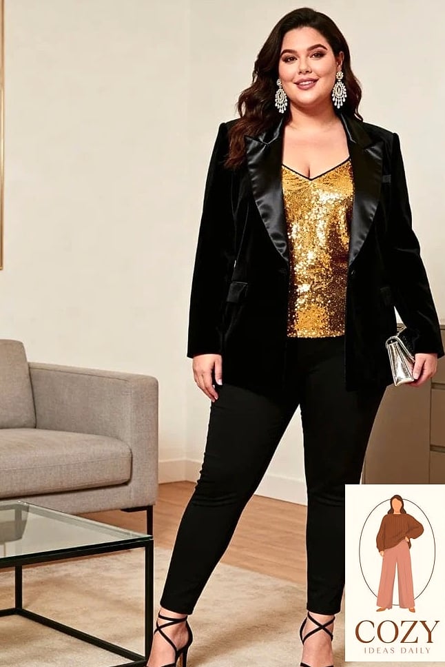 Sequin Blazer Over a Slip Dress