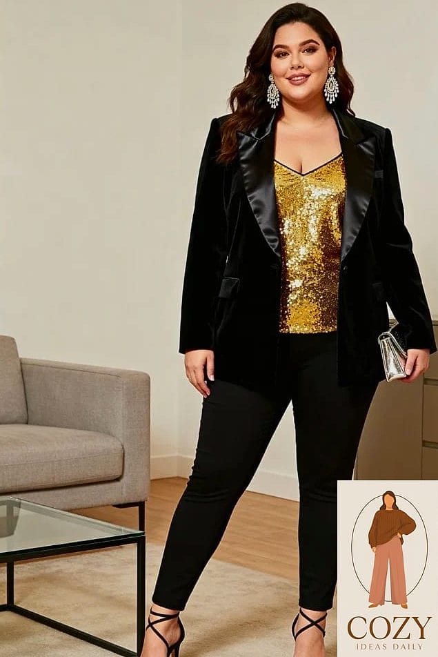 Sequin Blazer Over a Simple Slip