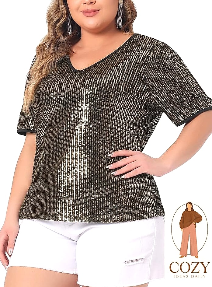 A Sequined Blouse With a Simple Skirt