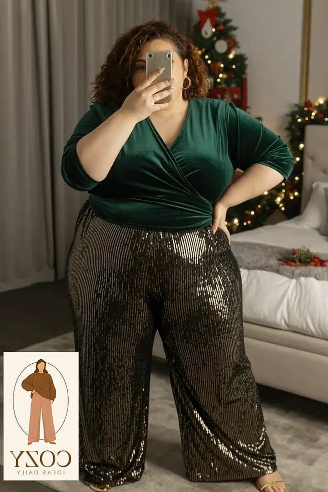 Sequin Top and Wide-Leg Trousers