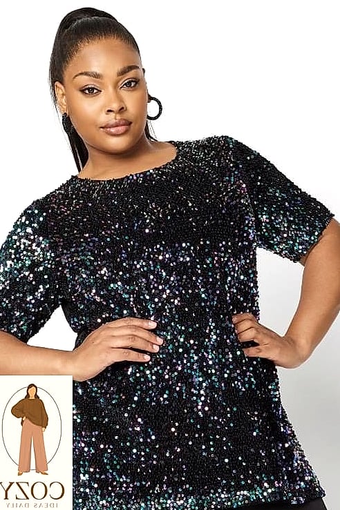 Sequin Top and Straight-Leg Jeans