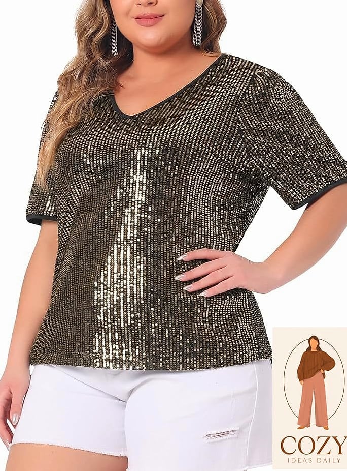 Sequin Top and Straight-Leg Jeans