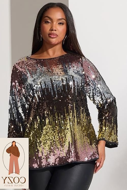 Sequin Top with Denim Shorts