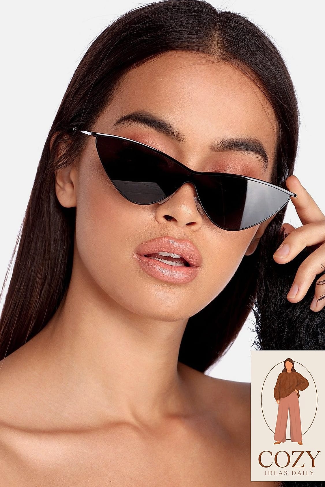 Statement Sunglasses With A Simple Black Slip Dress