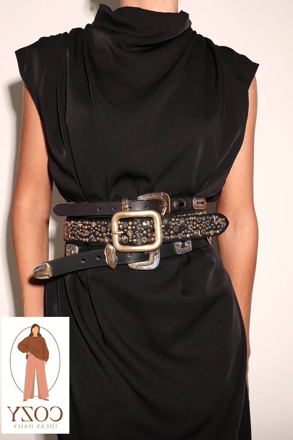 Studded Belt Over A Midi Skirt