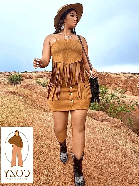 Suede Skirt with a Tucked-In Tee
