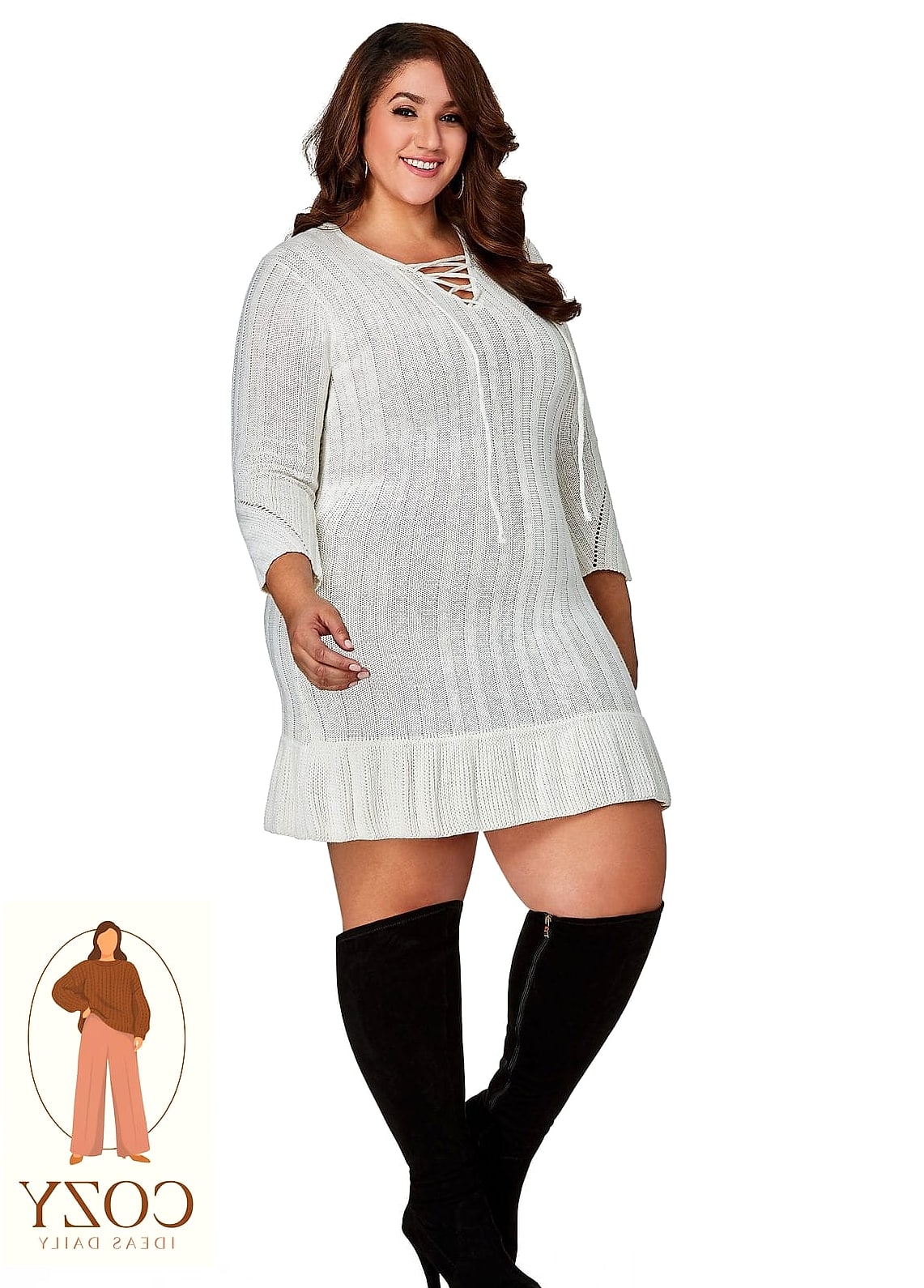 Sweater Dress and Knee-High Boots