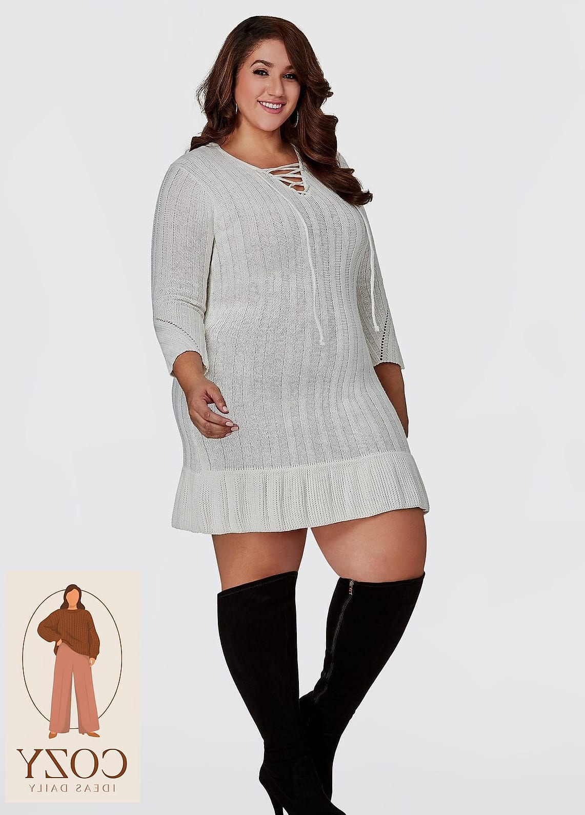Sweater Dress and Knee-High Boots