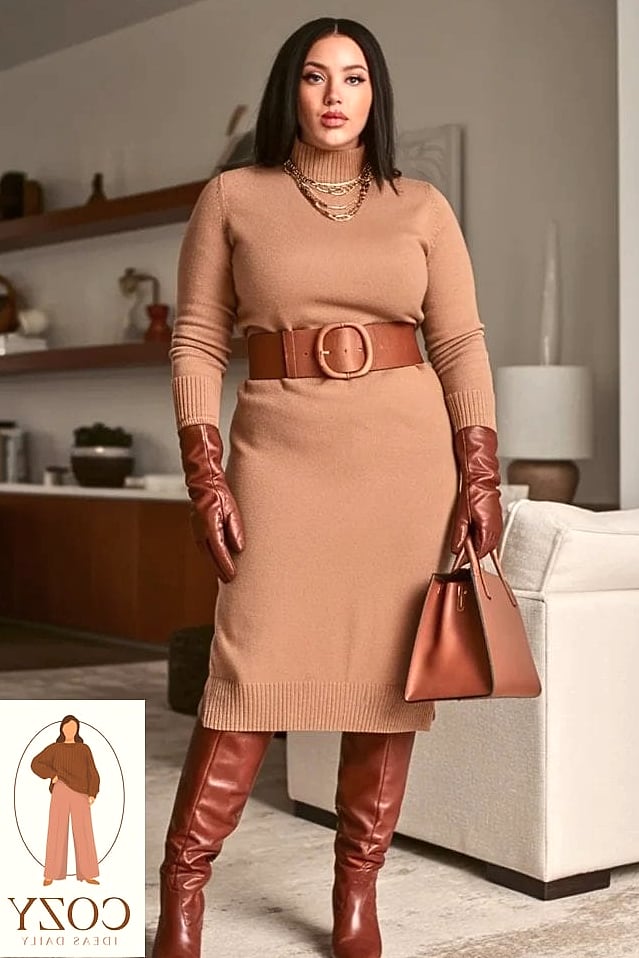 Sweater Dress and Knee-High Boots