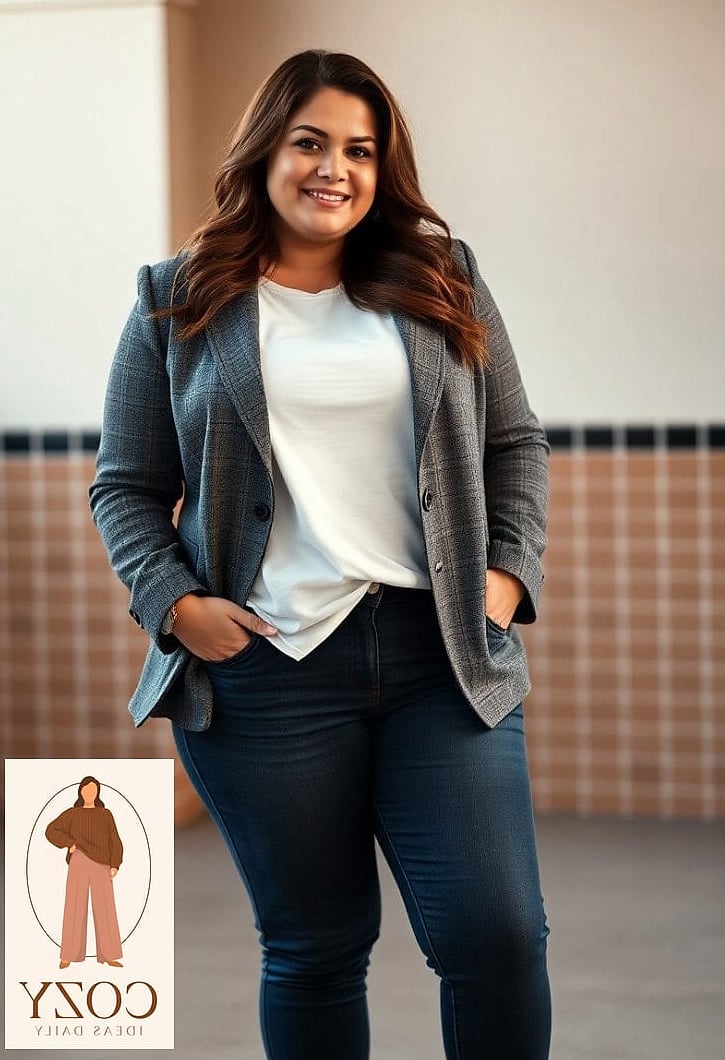 Tweed Blazer With Straight-Leg Trousers
