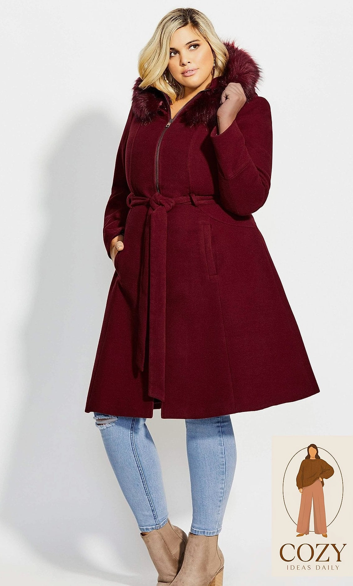 24 Plus Size Looks For Winter That Are Absolutely Stunning 22 The Two-Tone Coat Statement