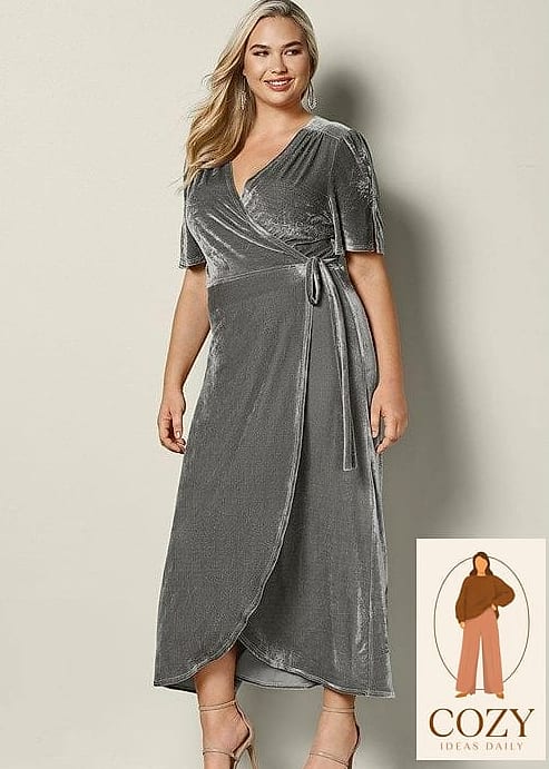 Velvet Wrap Dress for Colder Months