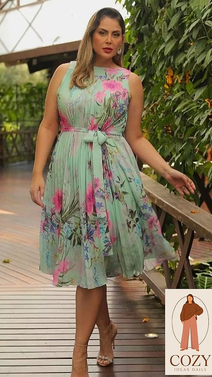 Vestido Midi Evasê em Tom Terracota