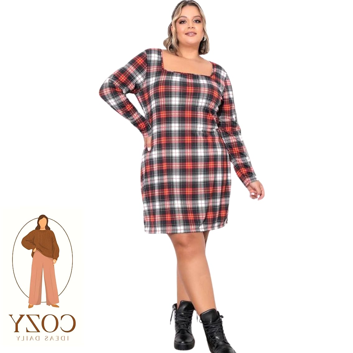 Vestido Xadrez Escocês Estruturado