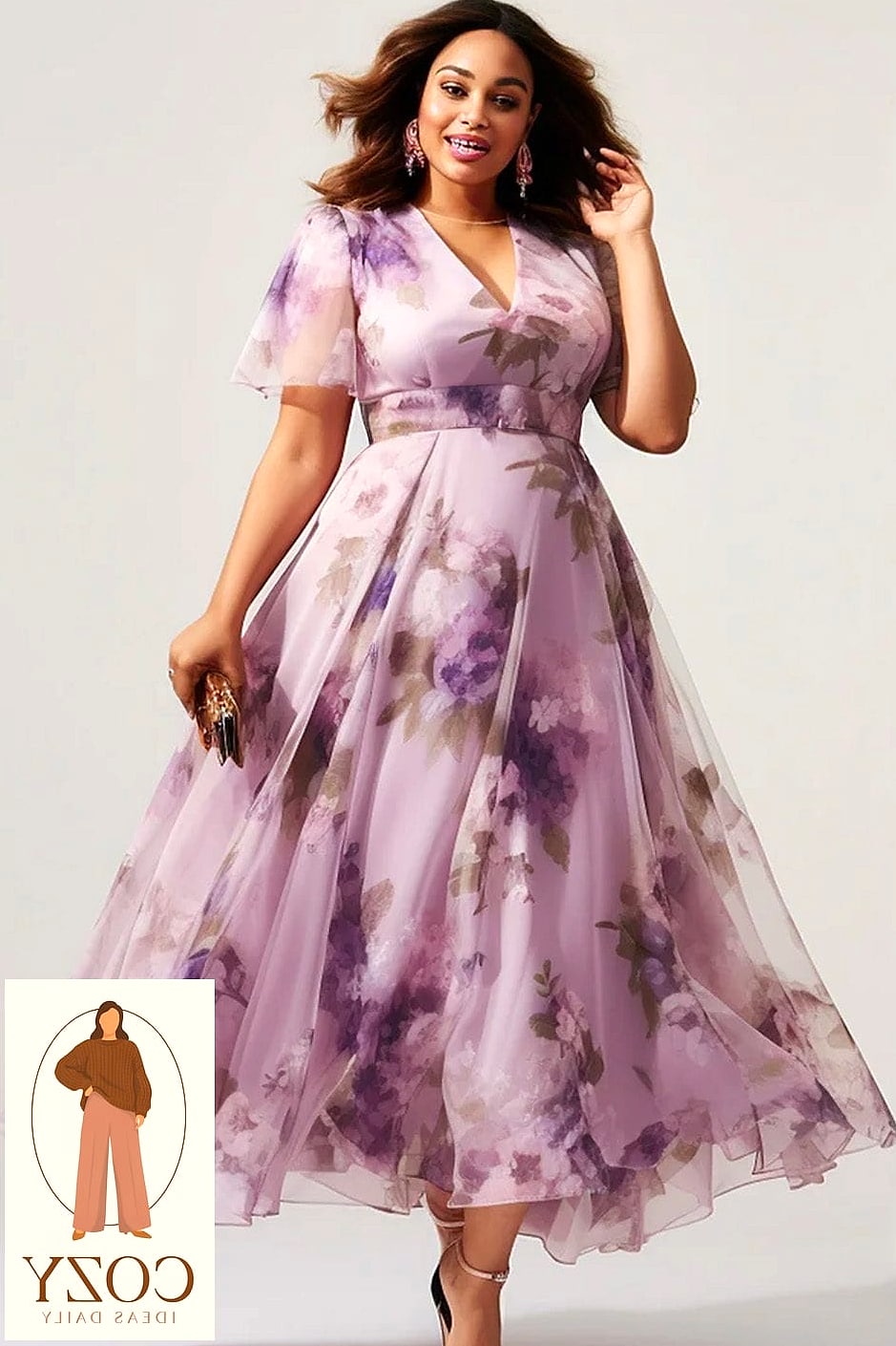 Wedding Guest Floral Midi With Ruffle Hem