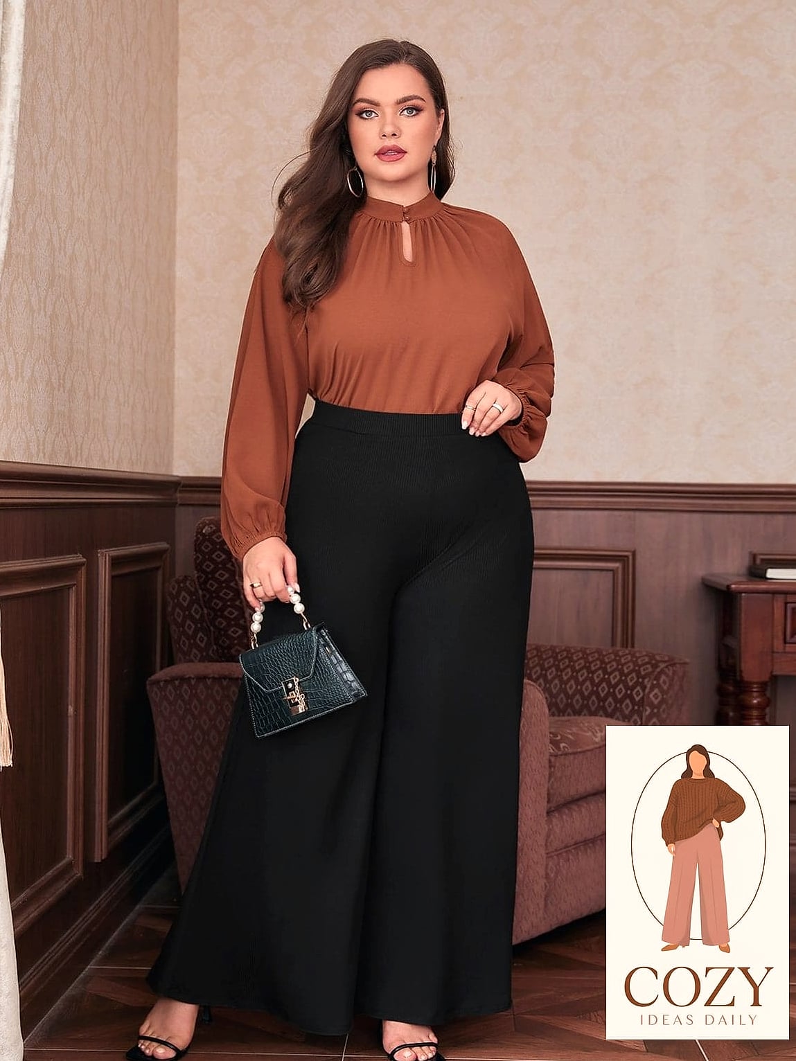 Wide-Leg Trousers and a Silk Blouse