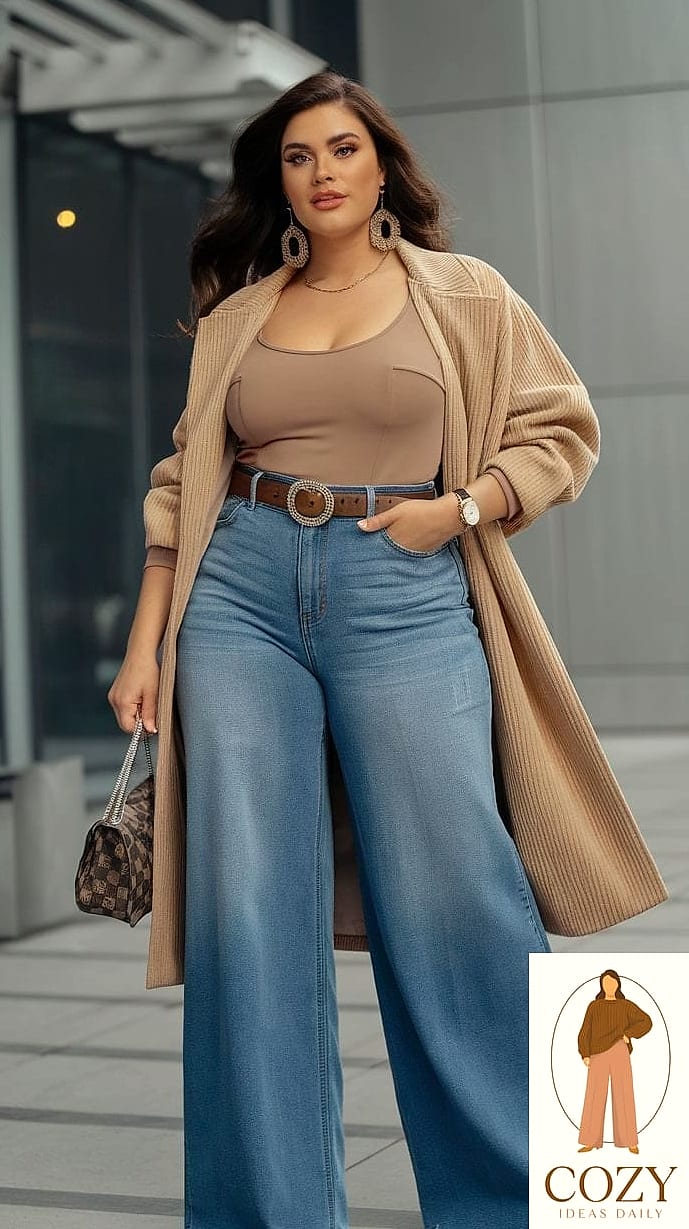 Wide-Leg Trousers With a Fitted Turtleneck