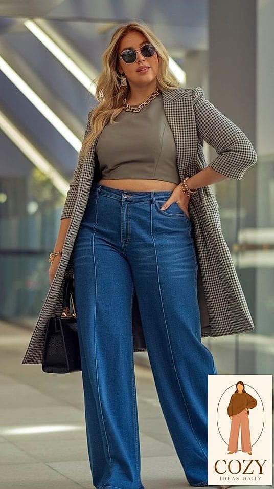 Wide-Leg Jeans and a Cropped Hoodie