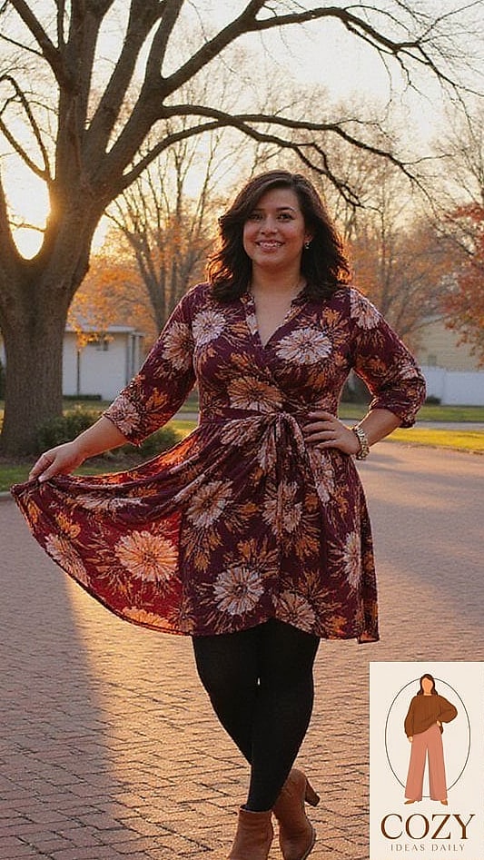 Wrap Dress in Burgundy for Fall Weddings