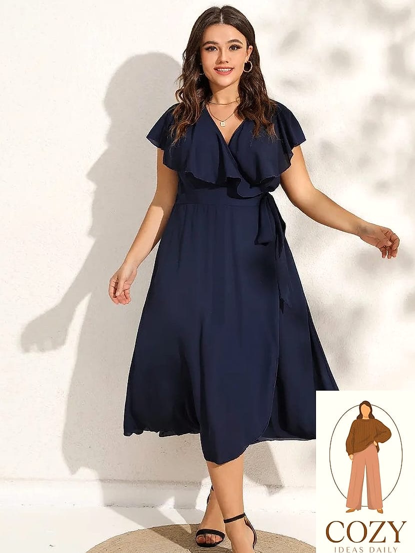 A Wrap Midi With A High Slit